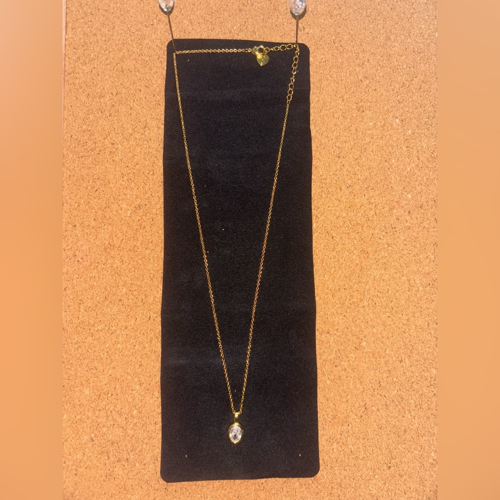Gold Necklace with Crystal Pendant